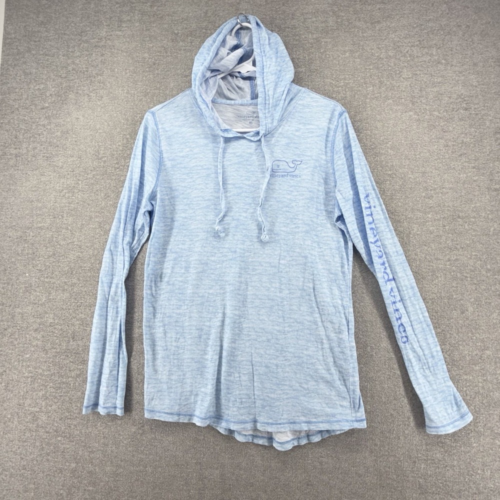 Vineyard Vines Hoodie Women Size XS Light Blue Long Sleeve Whale Print